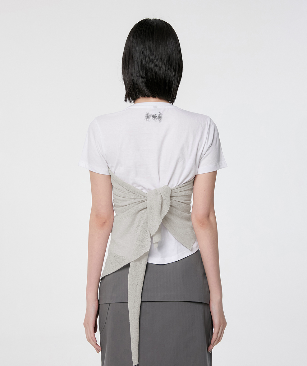 Bustier Layered T-Shirt (White/Beige)