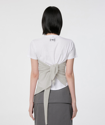 Bustier Layered T-Shirt (White/Beige)
