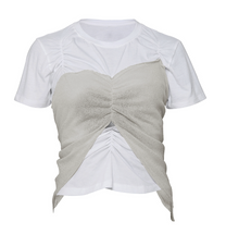 Bustier Layered T-Shirt (White/Beige)