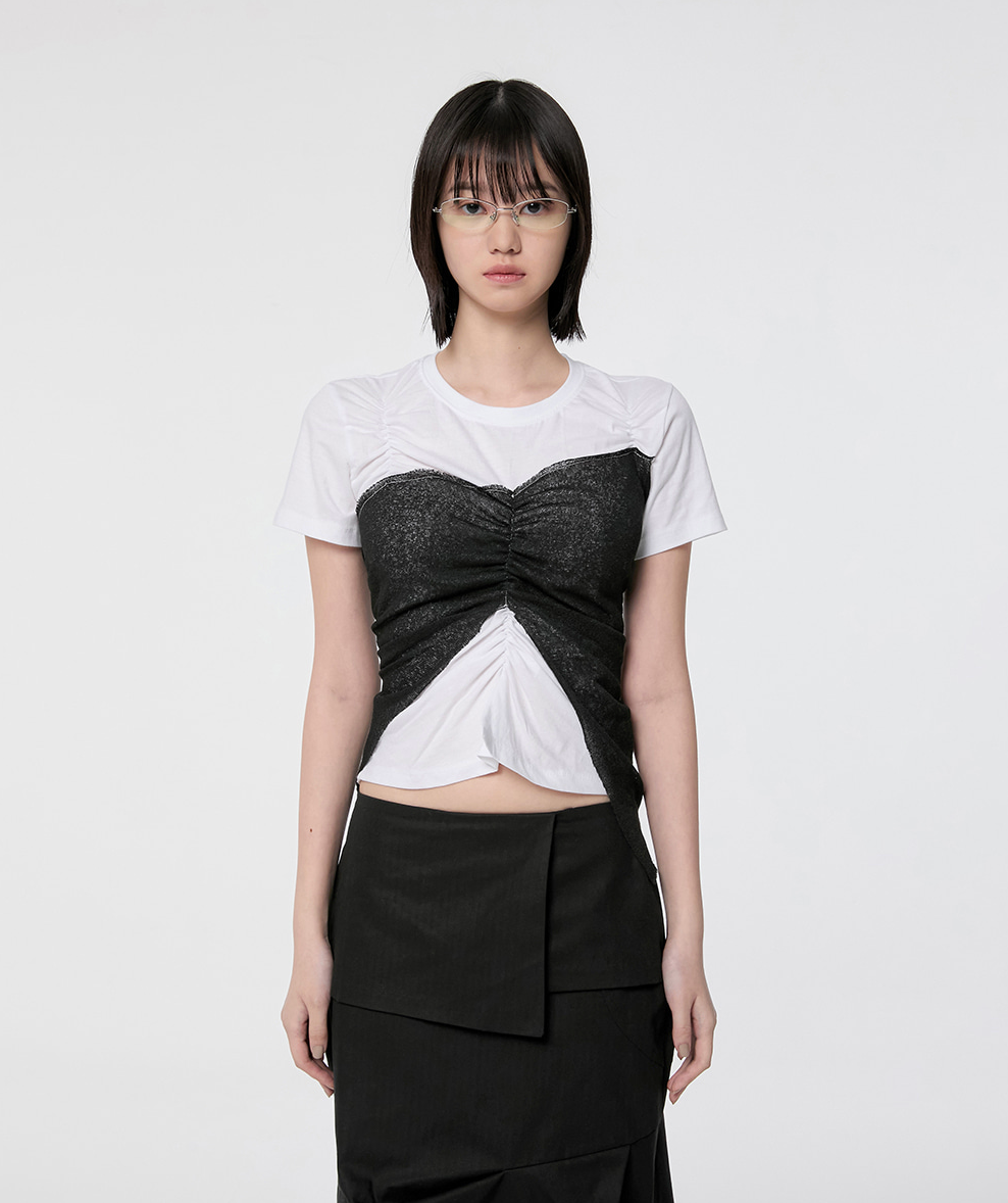 Bustier Layered T-Shirt (White/Black)
