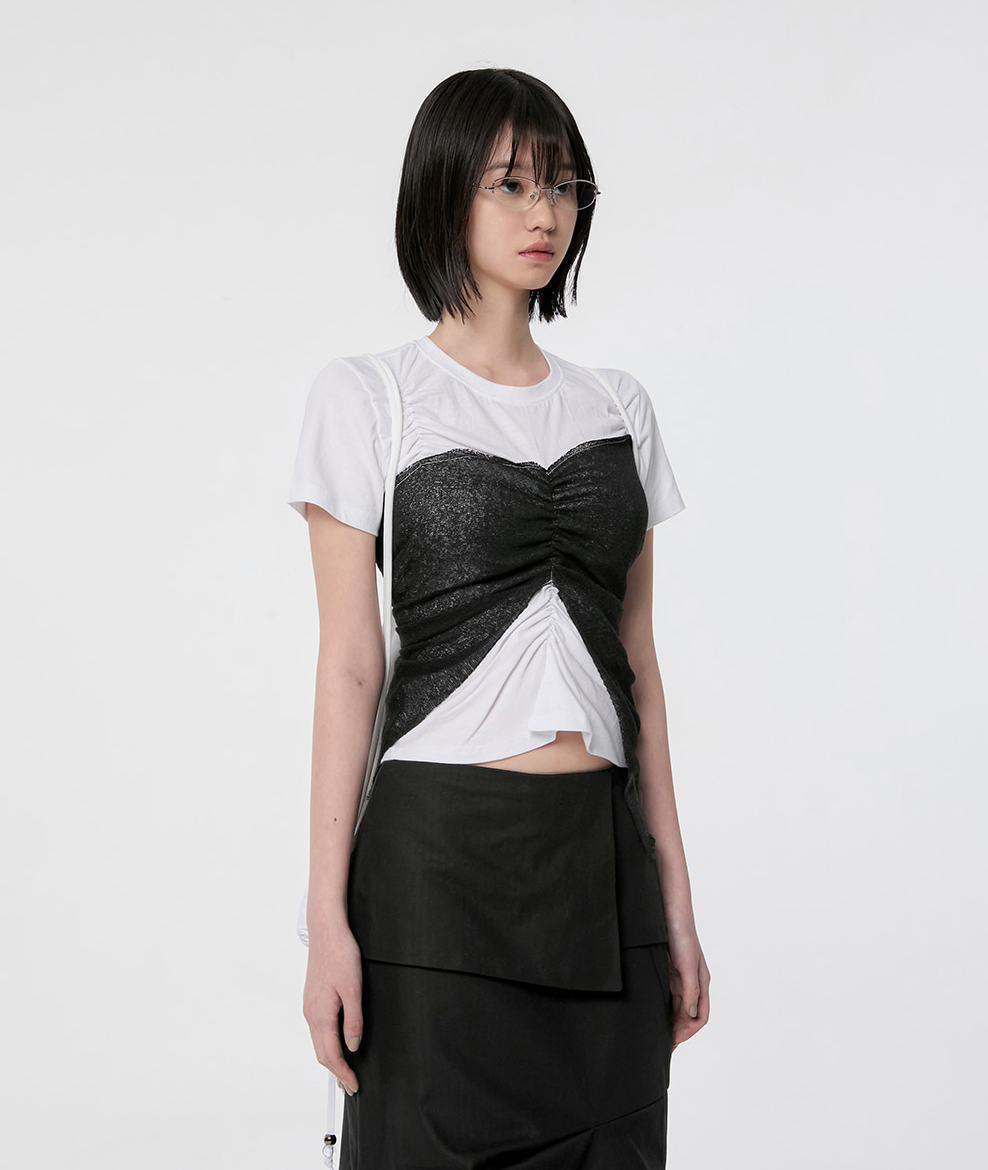 Bustier Layered T-Shirt (White/Black)