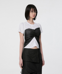 Bustier Layered T-Shirt (White/Black)