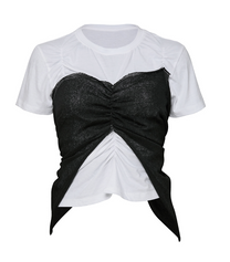 Bustier Layered T-Shirt (White/Black)
