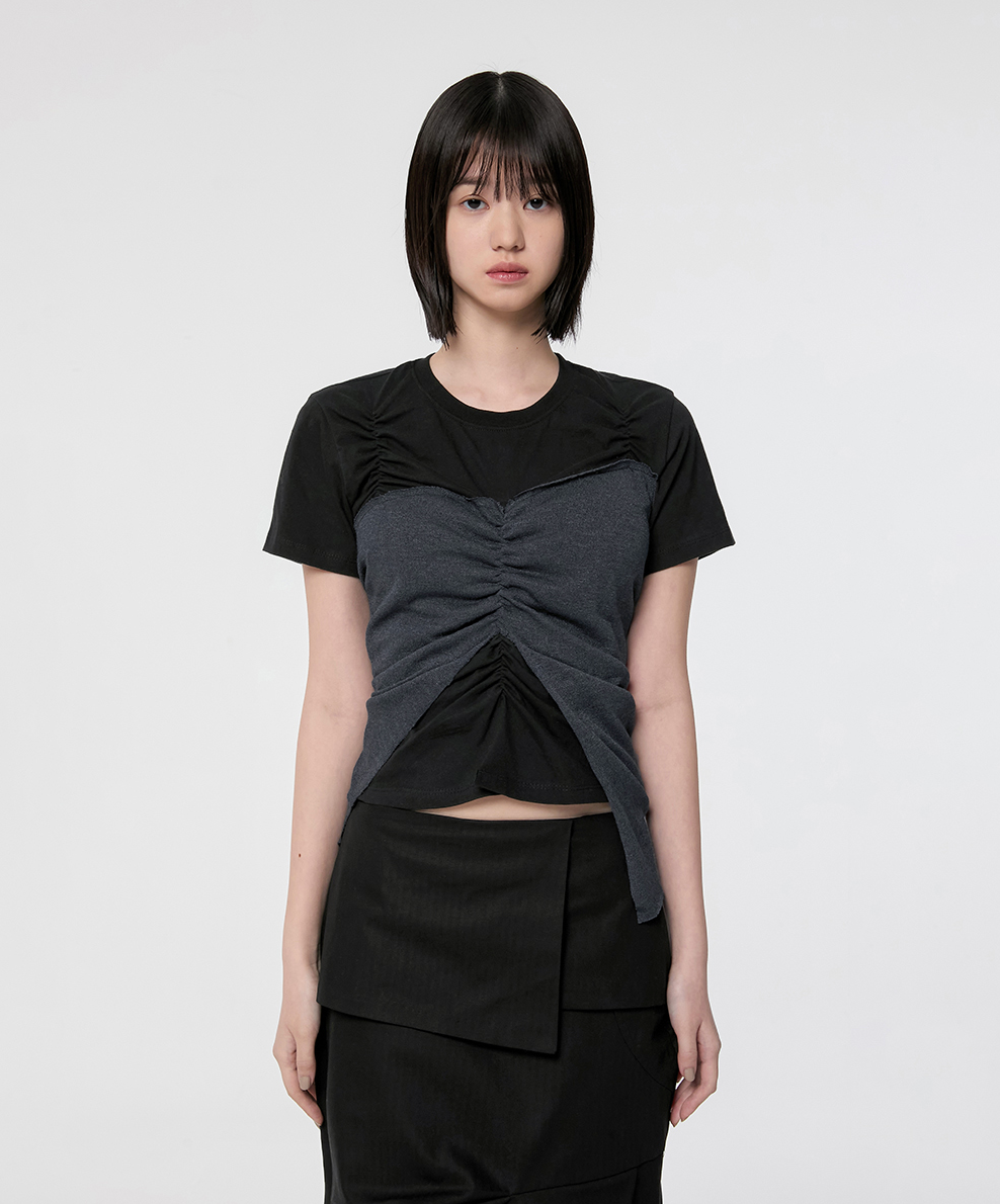 Bustier Layered T-Shirt (Black/Charcoal)