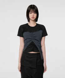 Bustier Layered T-Shirt (Black/Charcoal)