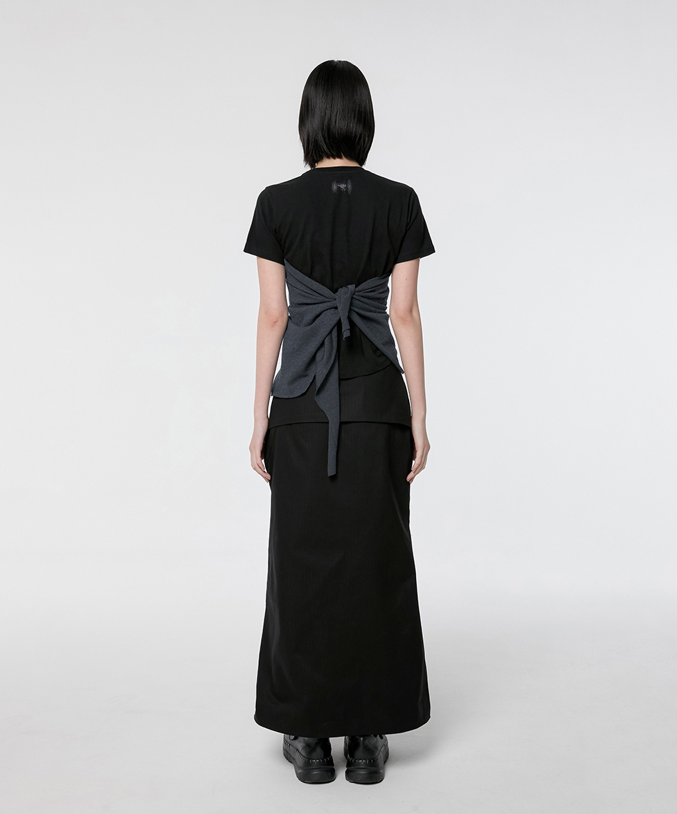 Bustier Layered T-Shirt (Black/Charcoal)