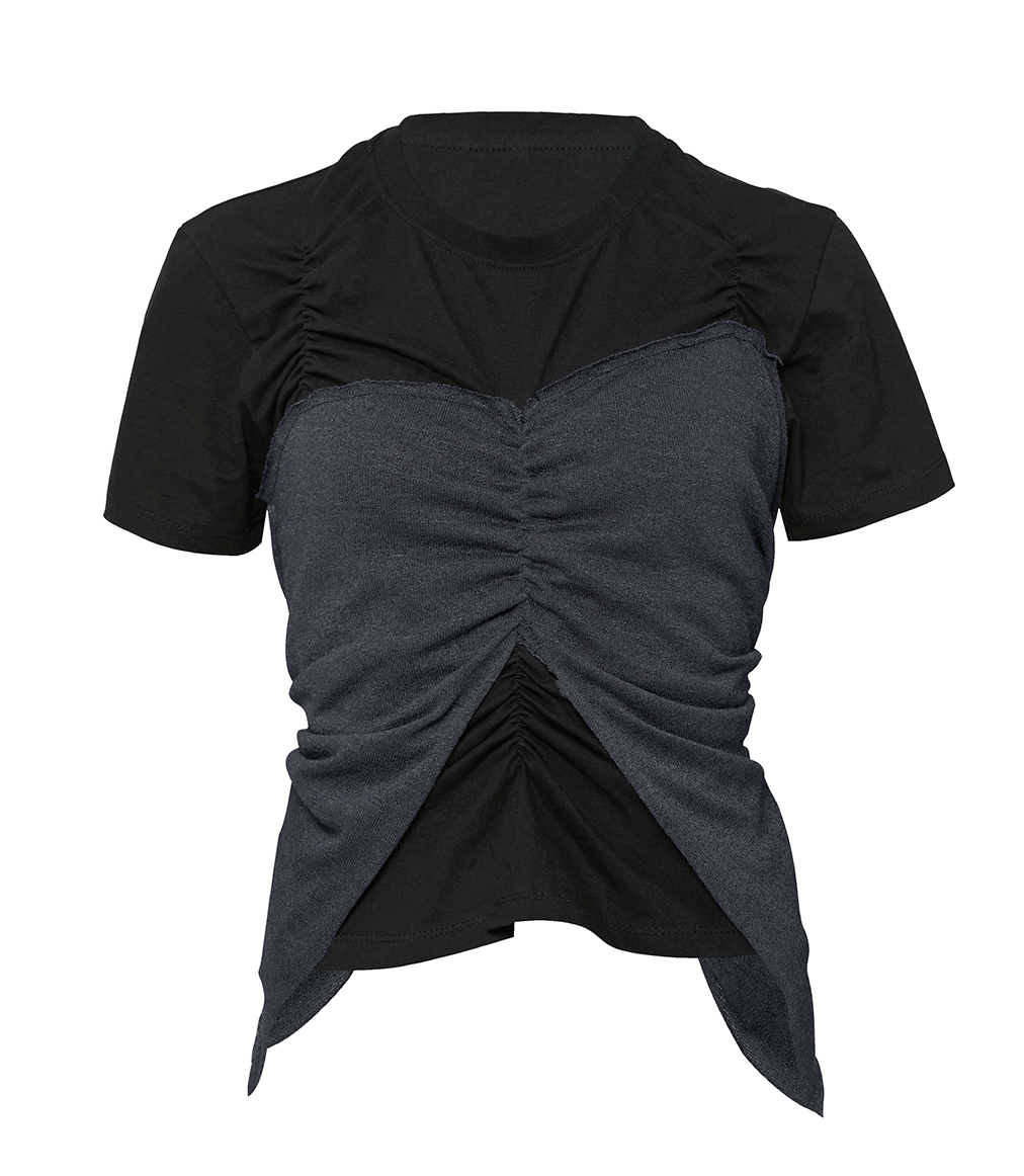 Bustier Layered T-Shirt (Black/Charcoal)