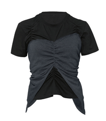 Bustier Layered T-Shirt (Black/Charcoal)