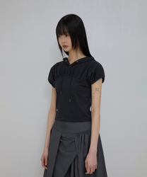 Kaya Shirred Hoodie (Black)