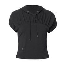 Kaya Shirred Hoodie (Black)