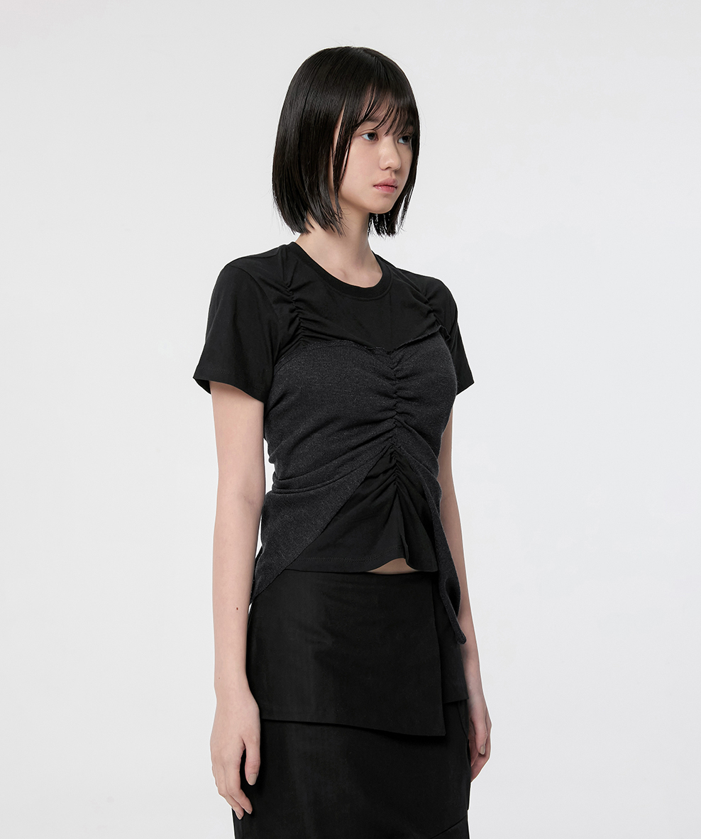 Bustier Layered T-Shirt (Black/Black)