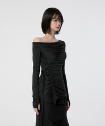 Handmade Twisted One-Shoulder Long Sleeve (Black)
