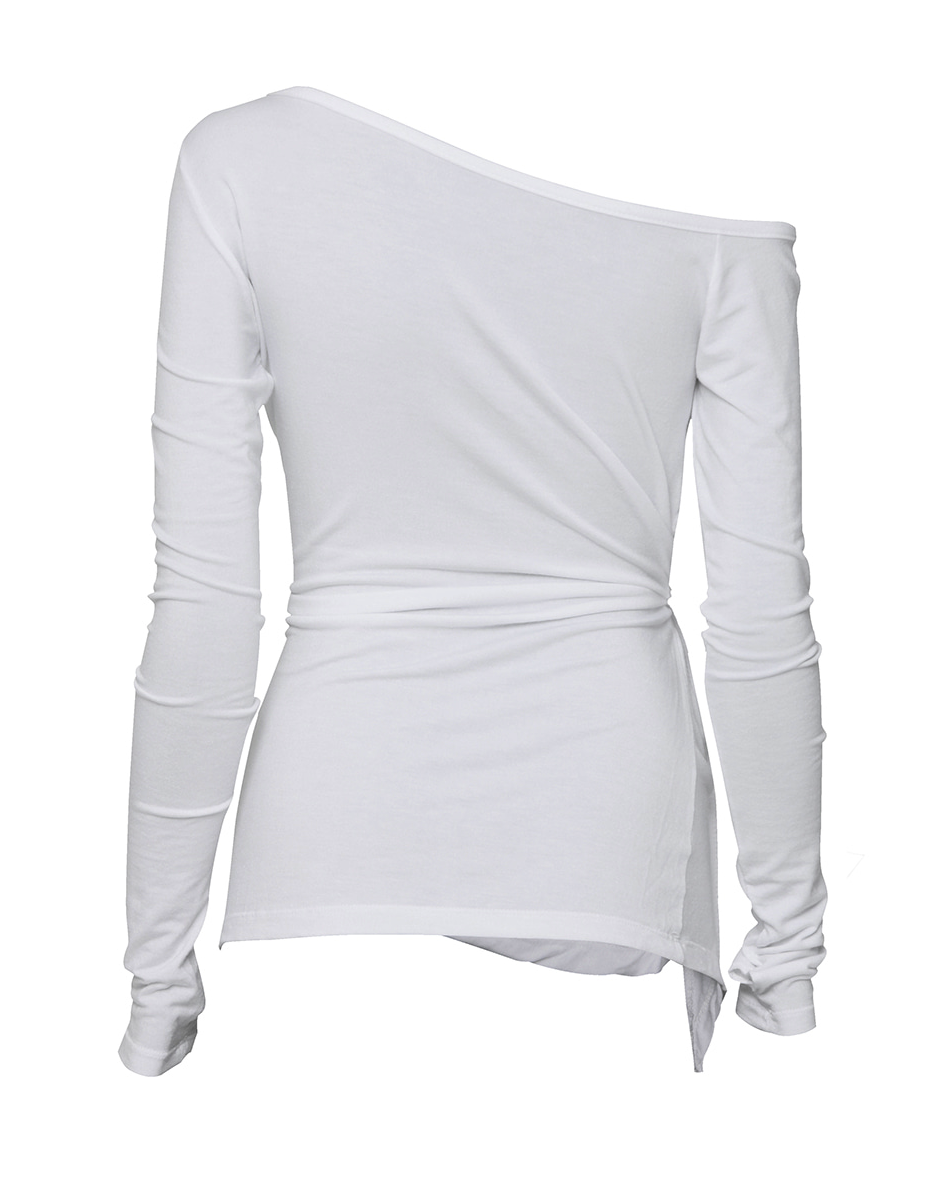 Handmade Twisted One-Shoulder Long Sleeve (White)