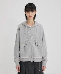Layered Zip Hoodie (Gray)