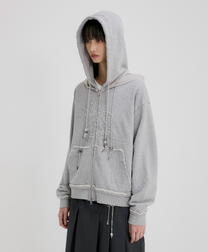 Layered Zip Hoodie (Gray)