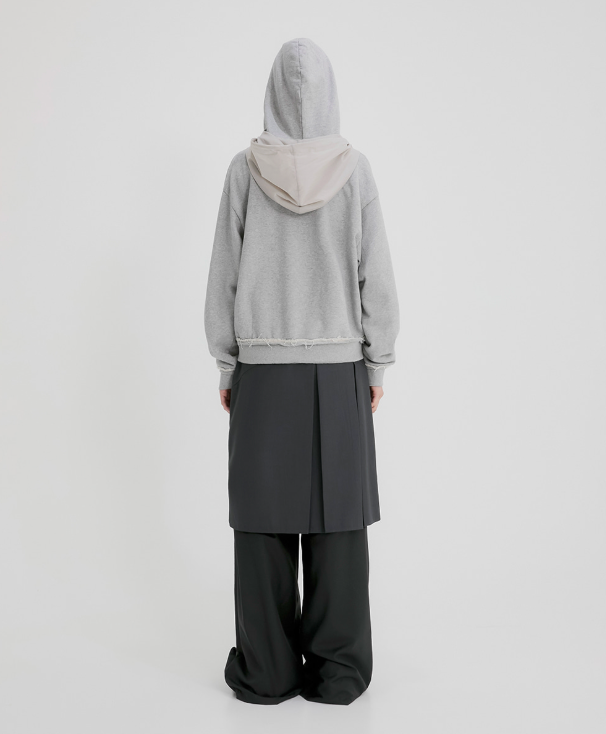 Layered Zip Hoodie (Gray)