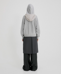 Layered Zip Hoodie (Gray)