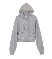 Layered Zip Hoodie (Gray)