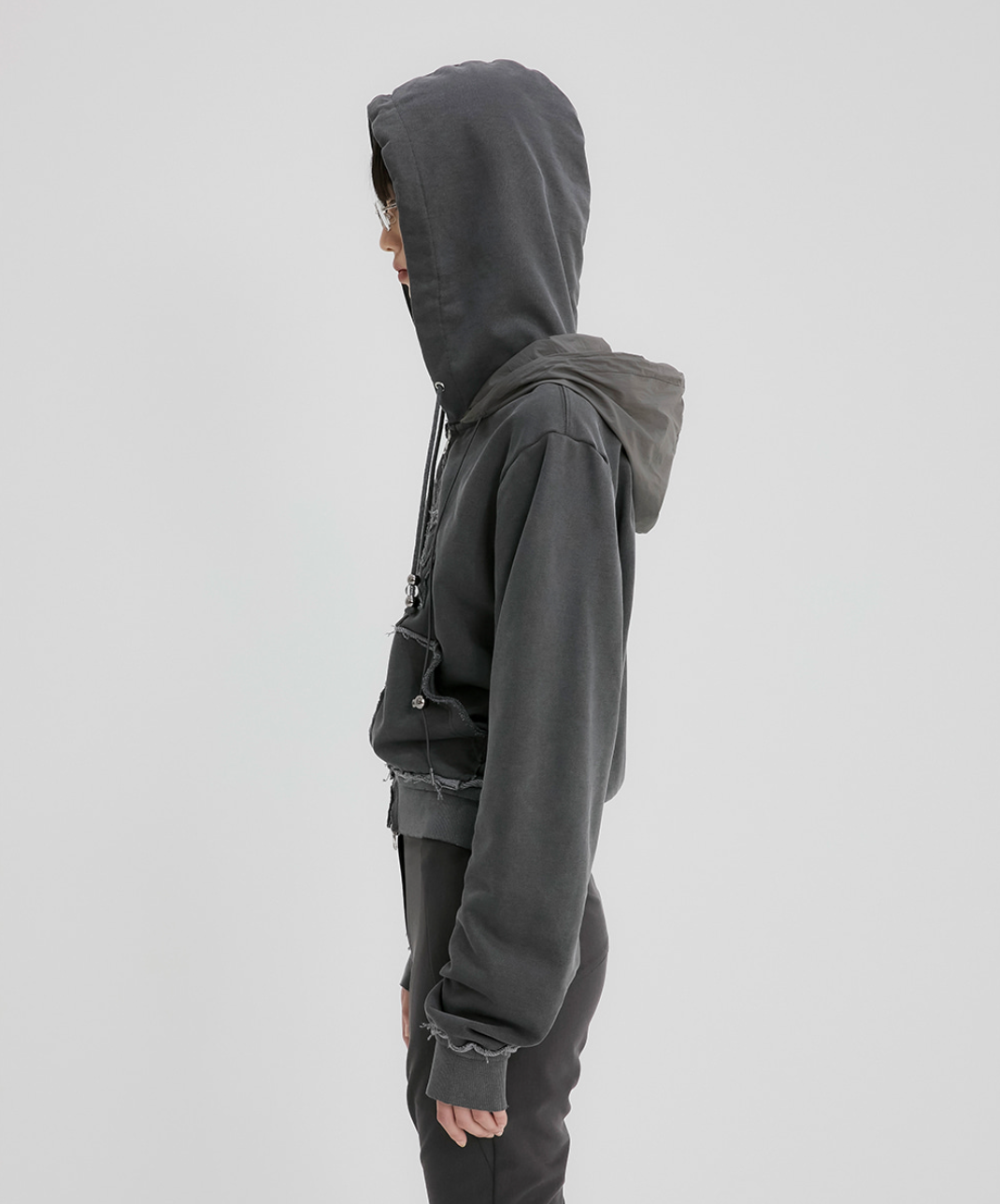 Layered Zip Hoodie (Charcoal)
