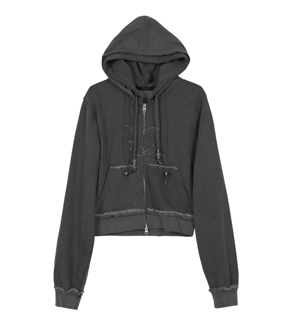 Layered Zip Hoodie (Charcoal)