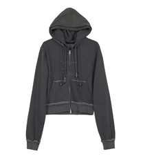 Layered Zip Hoodie (Charcoal)