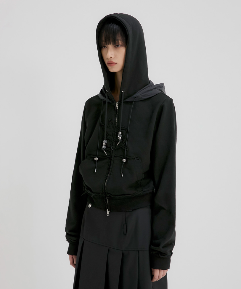 Layered Zip Hoodie (Black)