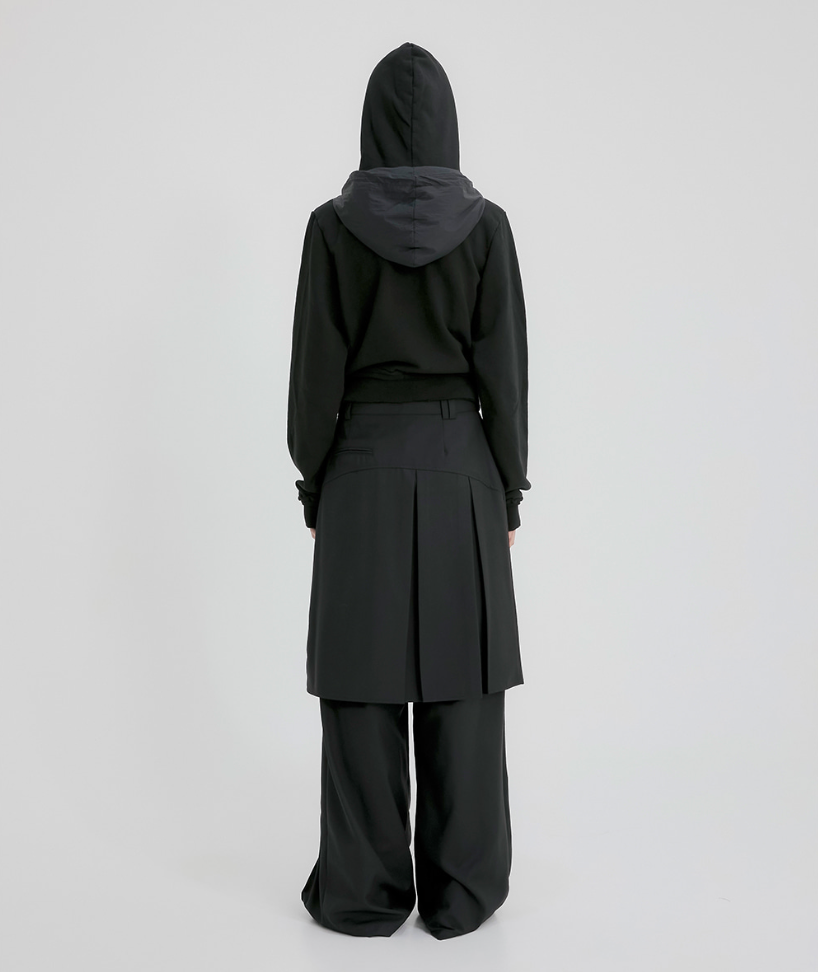 Layered Zip Hoodie (Black)