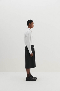 Belted Stripe Bermuda Slacks (Black)
