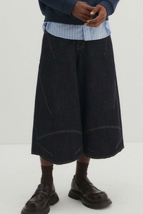 Multi Dart Bermuda Denim Pants (Indigo)