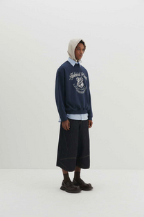 Multi Dart Bermuda Denim Pants (Indigo)