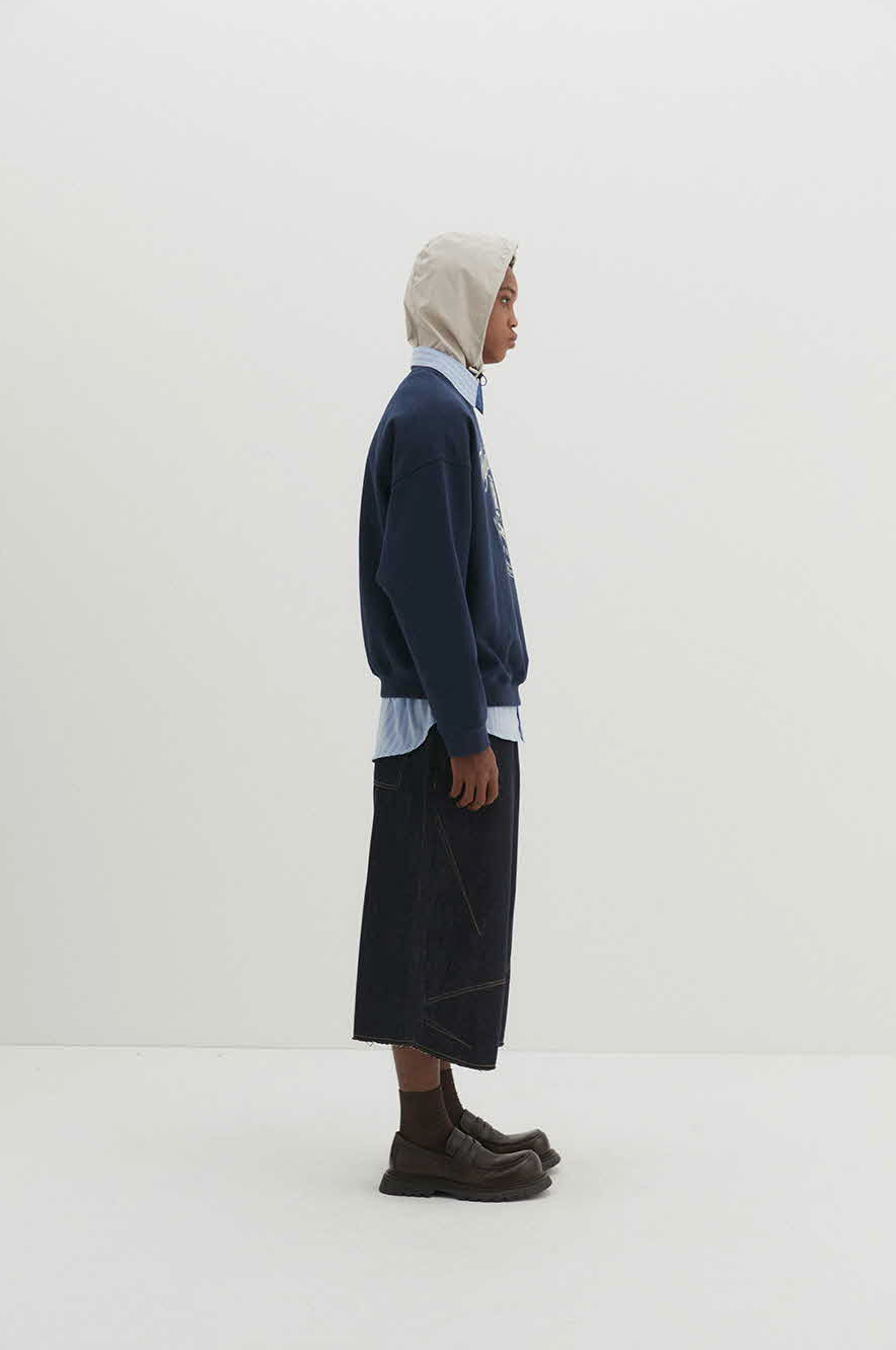 Multi Dart Bermuda Denim Pants (Indigo)