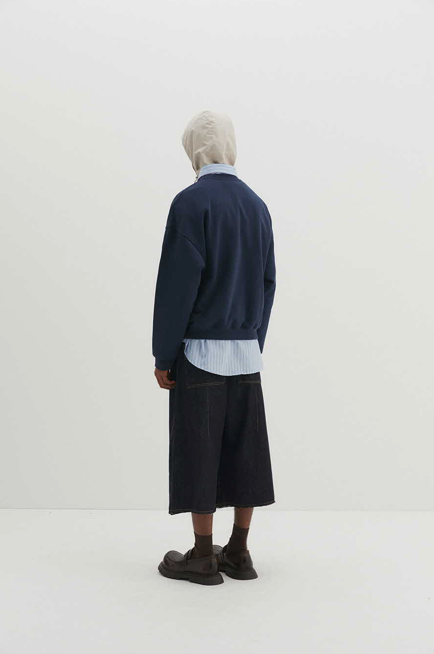 Multi Dart Bermuda Denim Pants (Indigo)