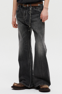 Western Flare Denim Pants (Black)
