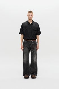 Western Flare Denim Pants (Black)