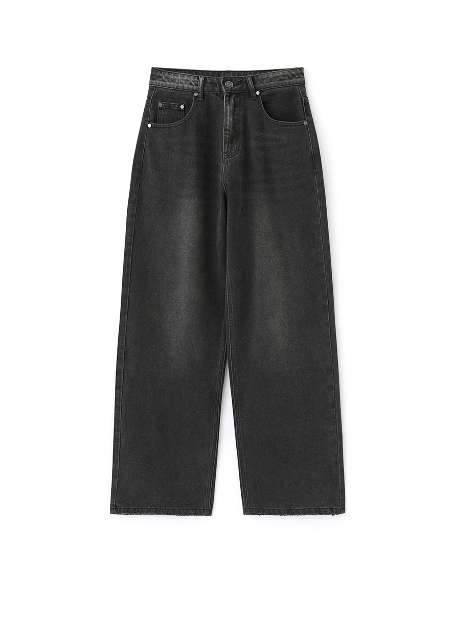 Signature Wide Denim Pants Washed (Black)