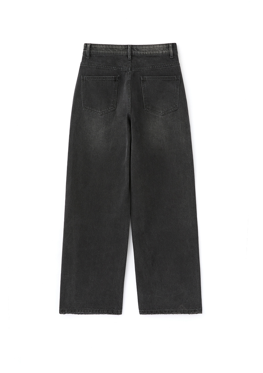 Signature Wide Denim Pants Washed (Black)