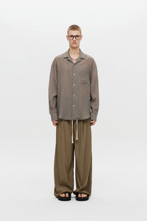Summer one-tuck wide pants (Beige)