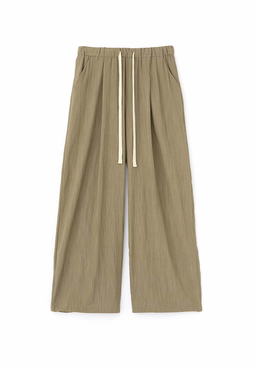 Summer one-tuck wide pants (Beige)