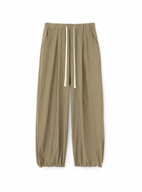 Summer one-tuck wide pants (Beige)