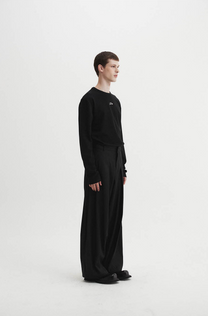Multi-pleated wide slacks (Black)