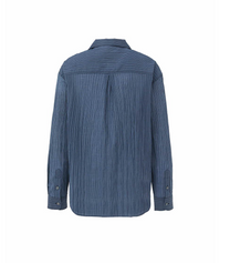 Striped open collar shirt (Blue)