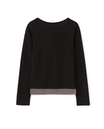 Layered Henley Neck Long Sleeve Black (FEMALE)