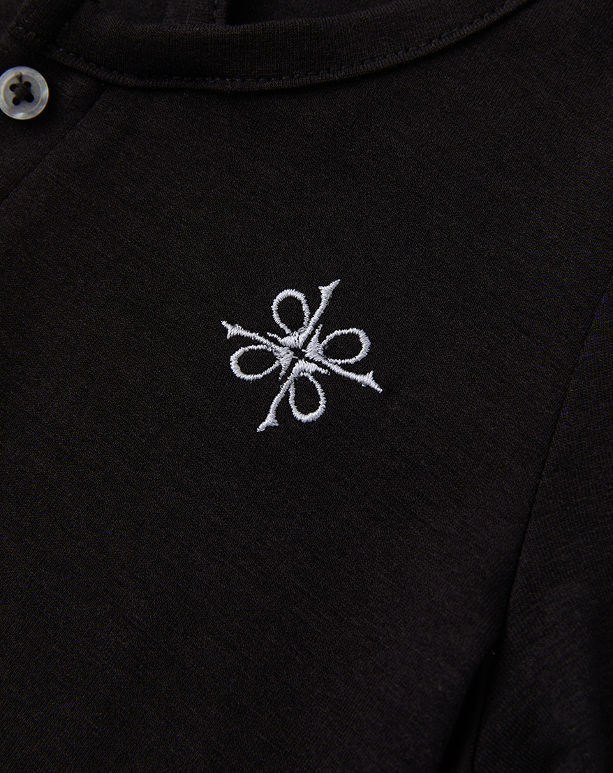 Layered Henley Neck Long Sleeve Black (FEMALE)