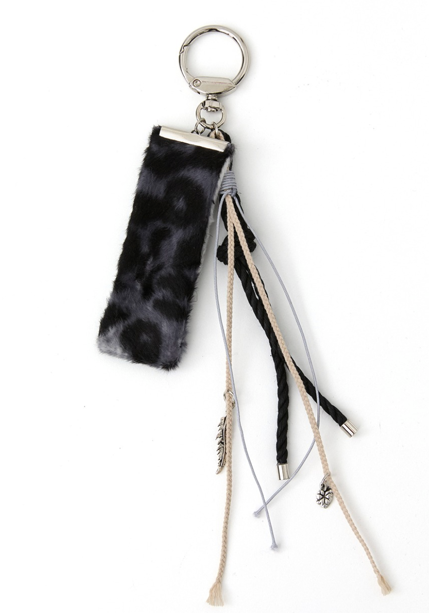 Leopard Layered Keychain Gray