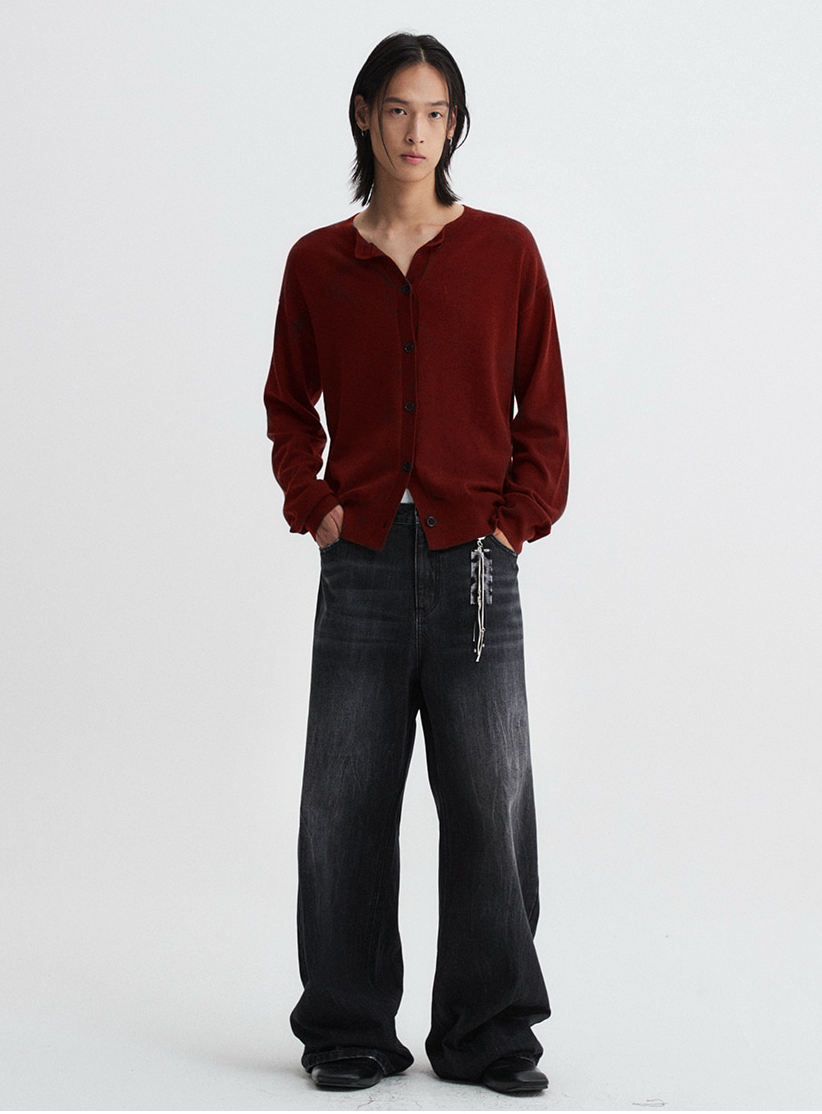 Leopard Layered Keychain Gray