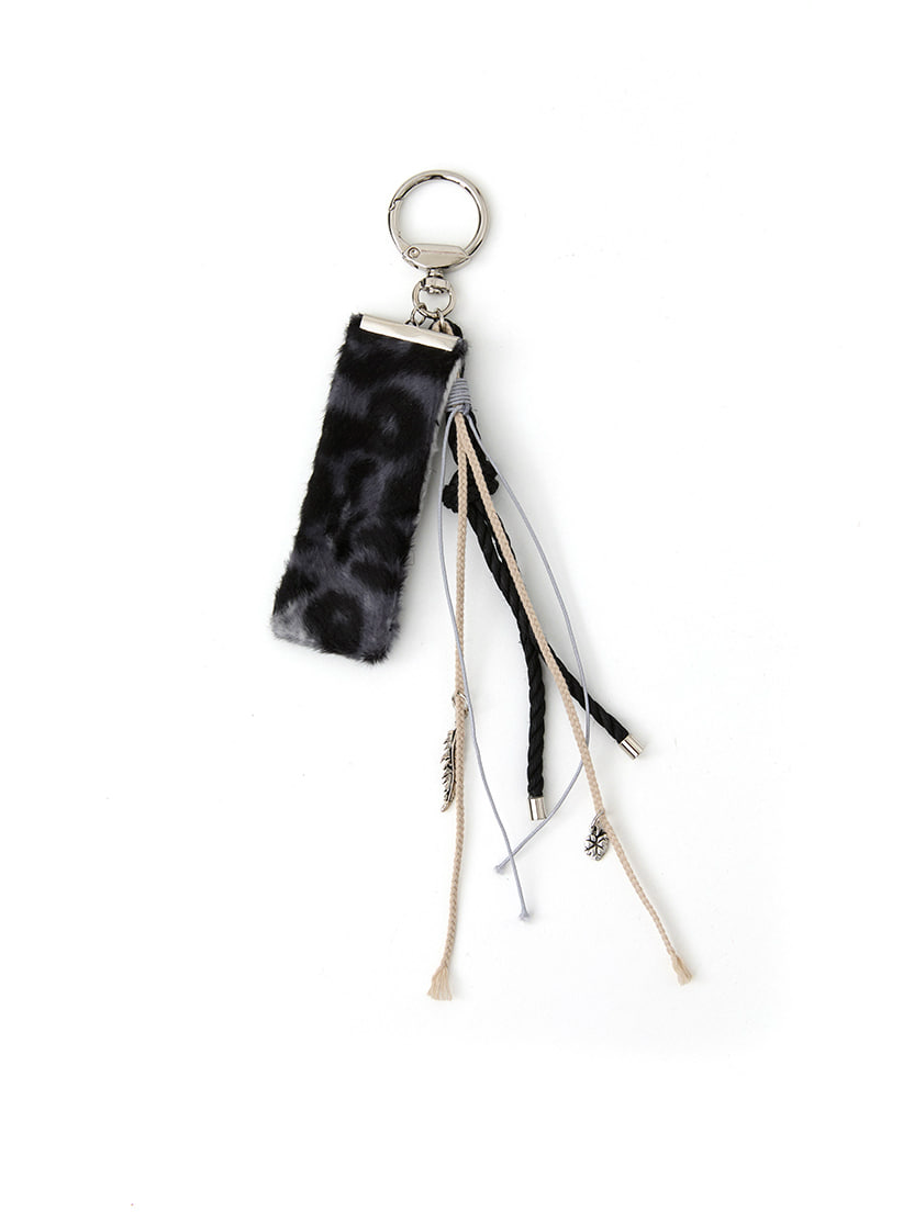 Leopard Layered Keychain Gray