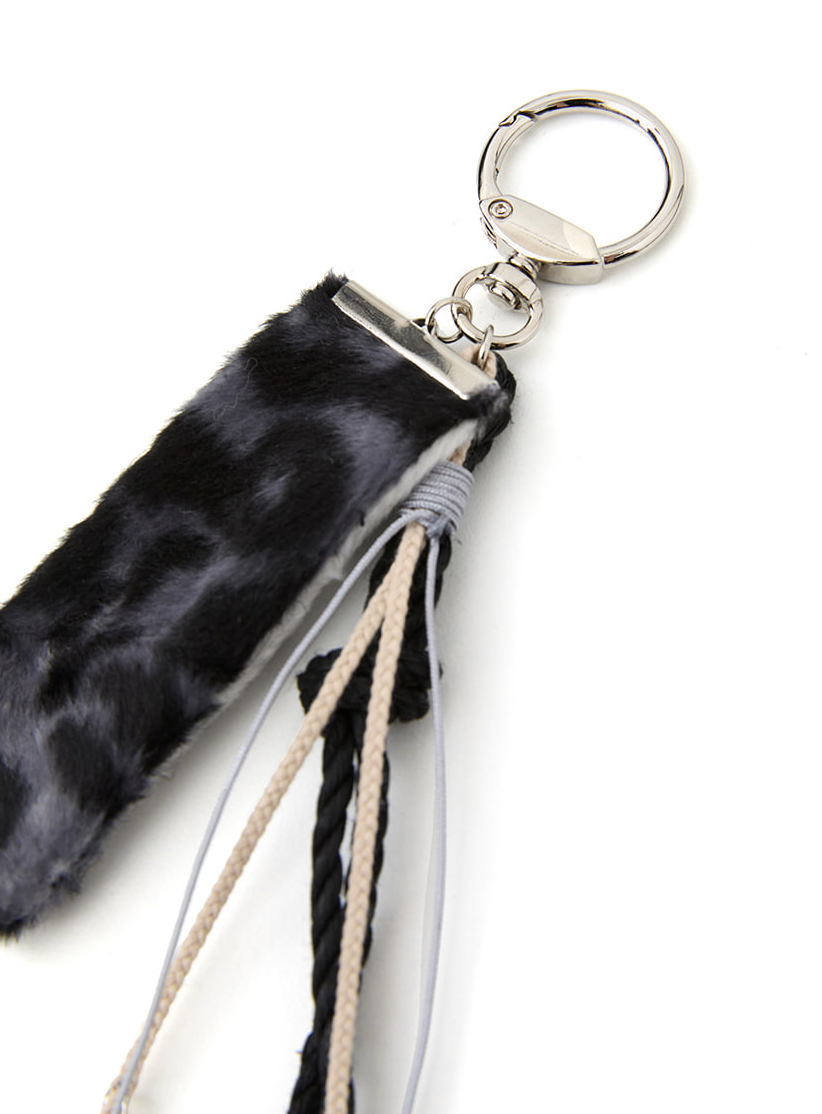 Leopard Layered Keychain Gray
