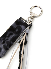 Leopard Layered Keychain Gray