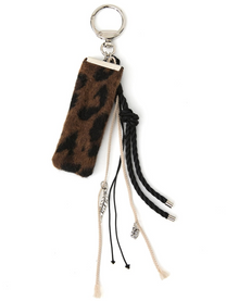 Leopard Layered Keychain Brown