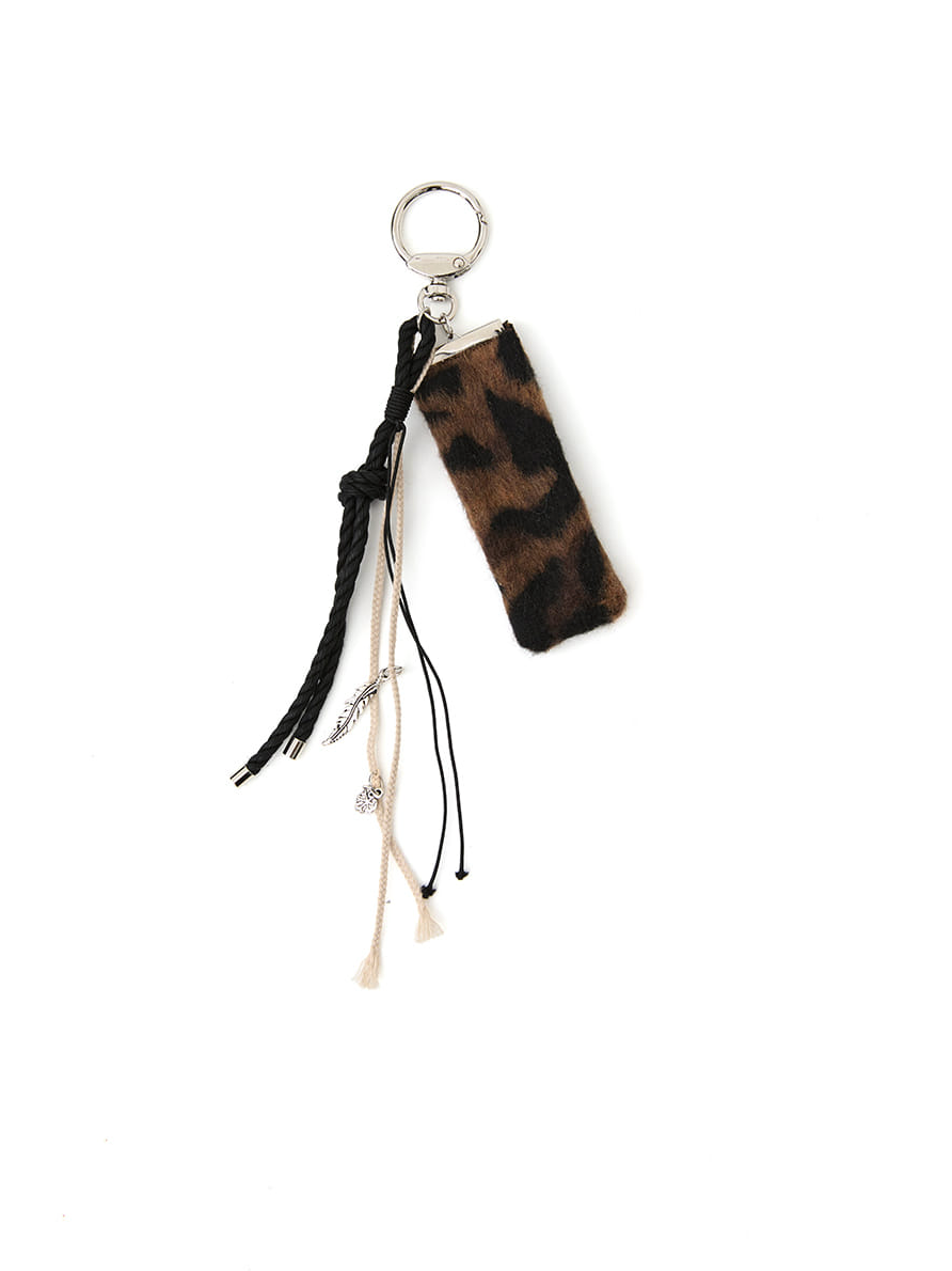 Leopard Layered Keychain Brown